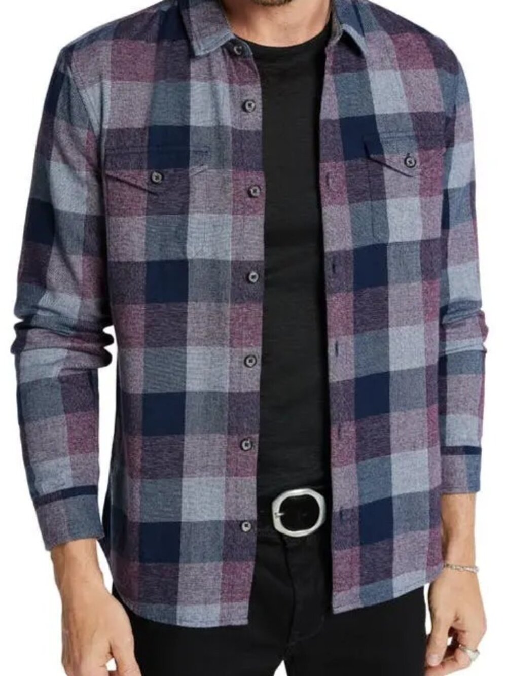 John Varvatos Dale Western Style Plaid Flannel Button-Up Men Size XXL